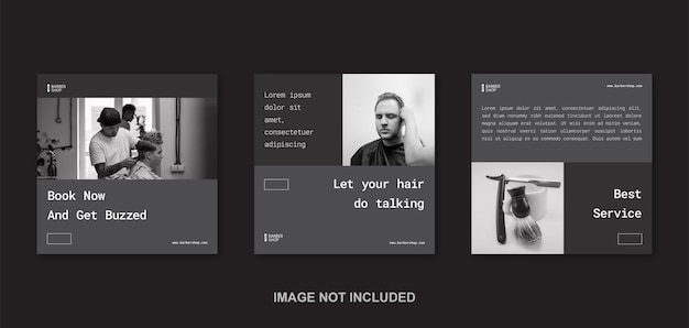 Barbershop Minimalist Monochrome Social Media Template