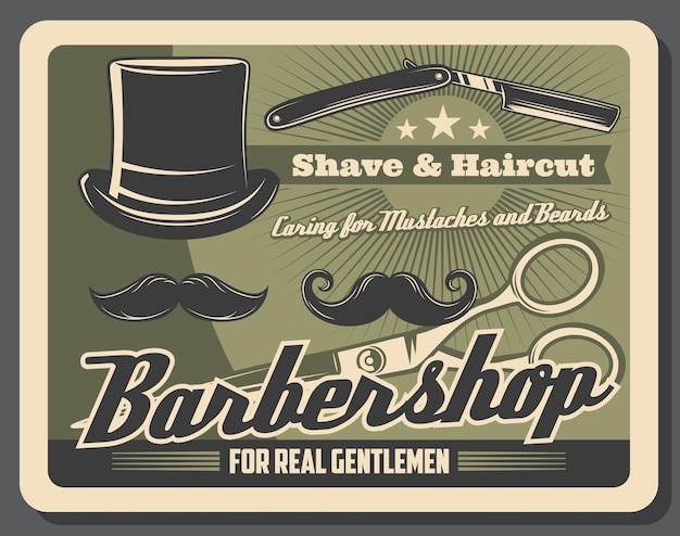 Vector barbershop mustache beard shave and haircut