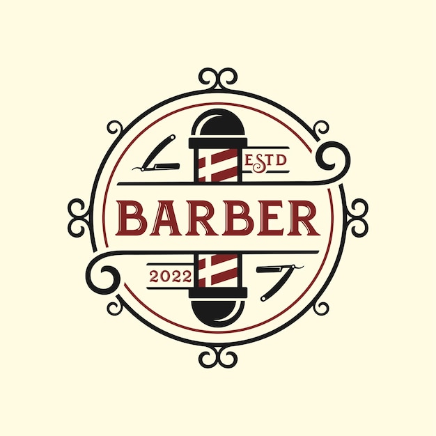 理髪店のレトロなヴィンテージのロゴ