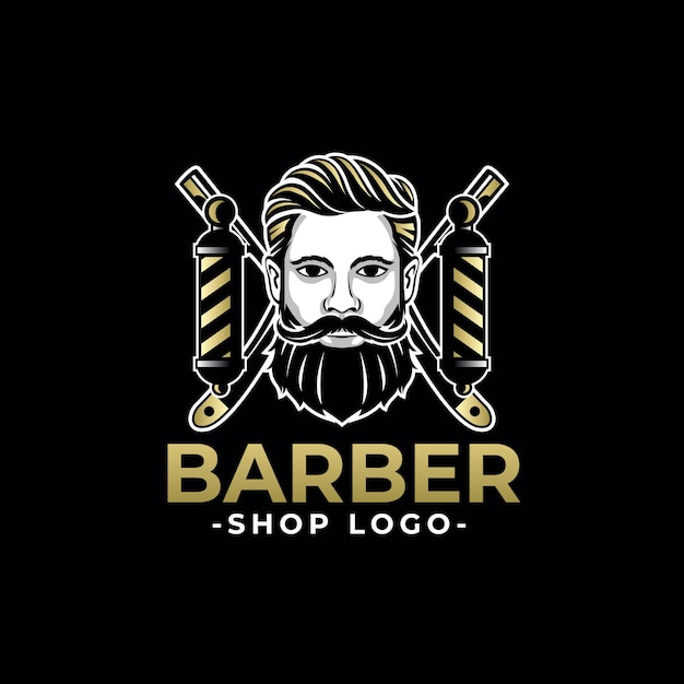 barbershop royal gold template logo