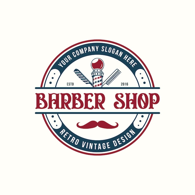 Barbershop salon retro vintage style logo design