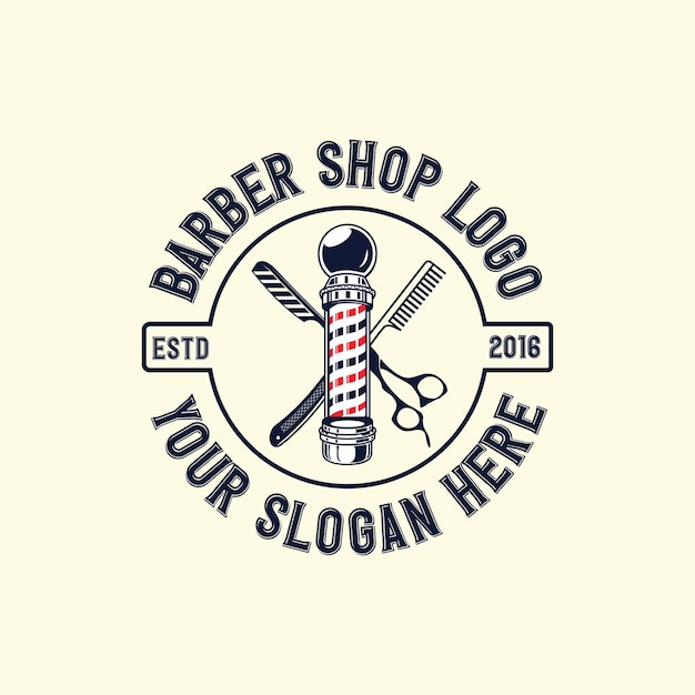 Barbershop salon retro vintage style logo design