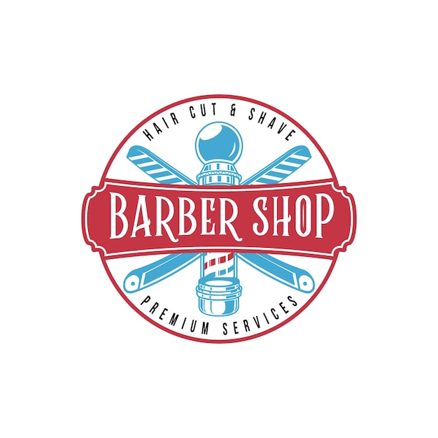 Barbershop salon retro vintage style logo design