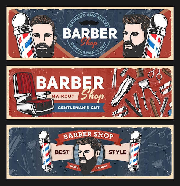 Vector barbershop scheermessen retro polen kapsel scheerapparaten