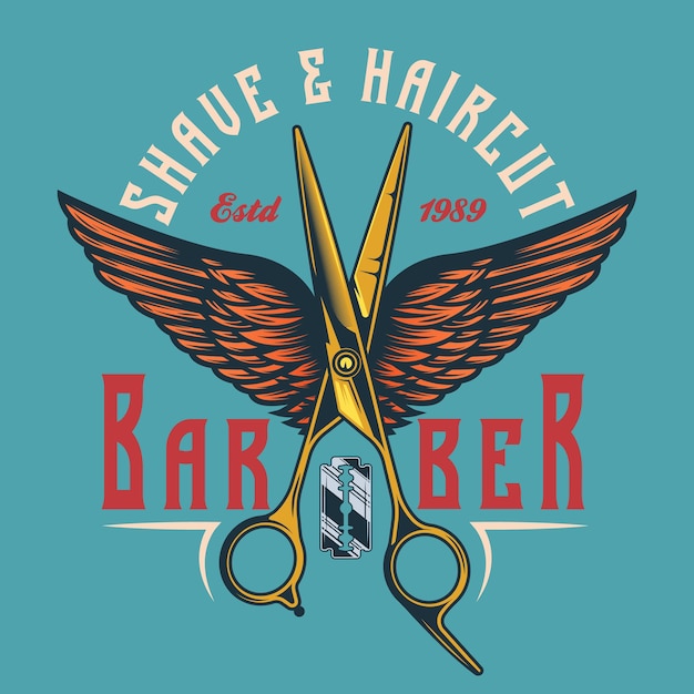 Barbershop scissor with wings