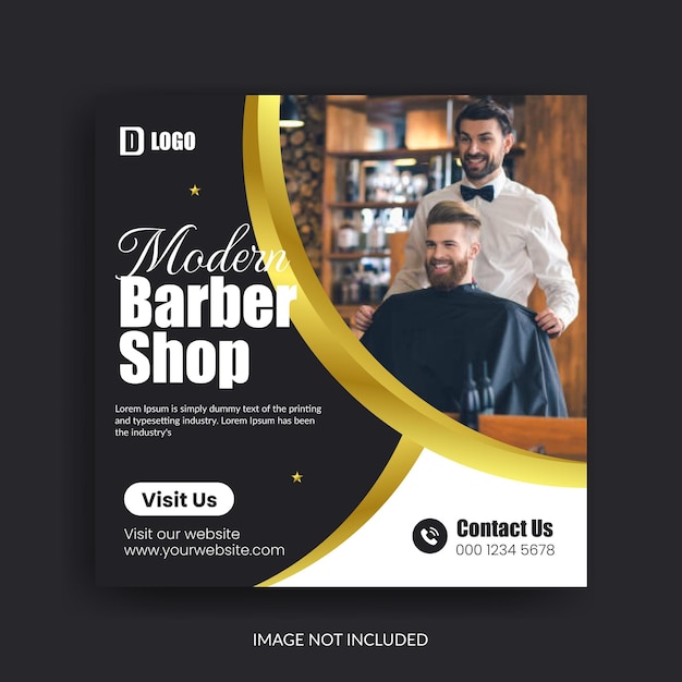 Barbershop social media post en promotie webbannersjabloon