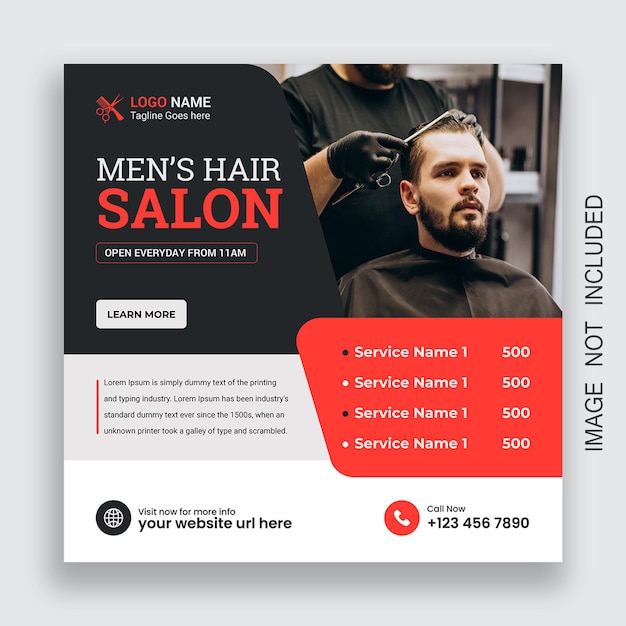 Barbershop social media post template premium vector