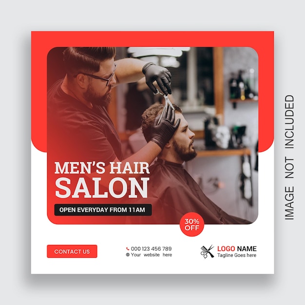 Vector barbershop social media post template premium vector