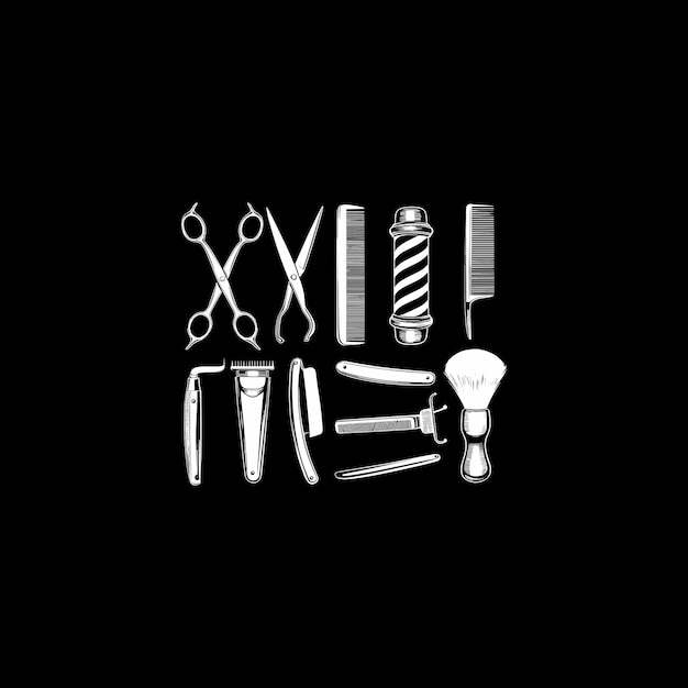 Barbershop tools and equipment illustration