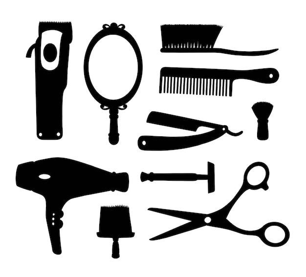 Barbershop tools silhouette