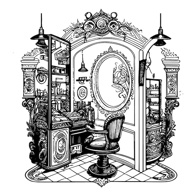 理髪店のベクトルのロゴのデザインは、伝統的な理髪店を現代的に保ちながら捉えています