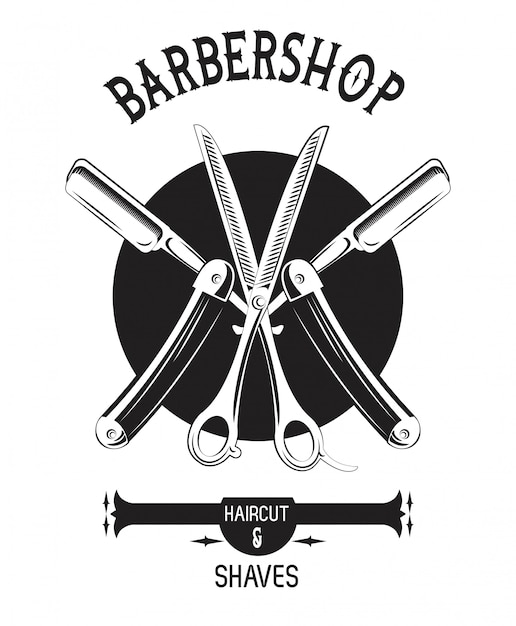 Barbershop vintage black and white emblem