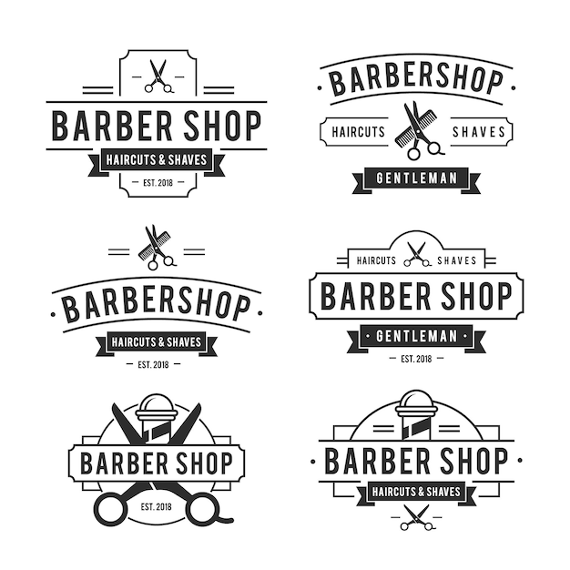 Vector barbershop vintage logo collection