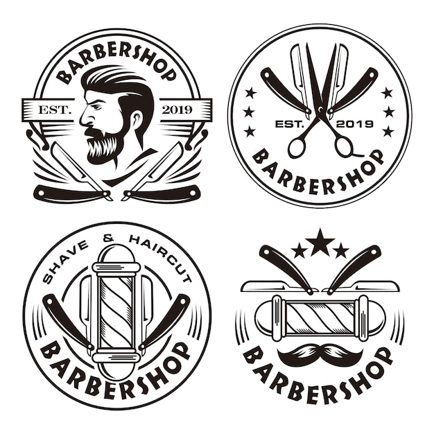 Barbershop vintage logo set