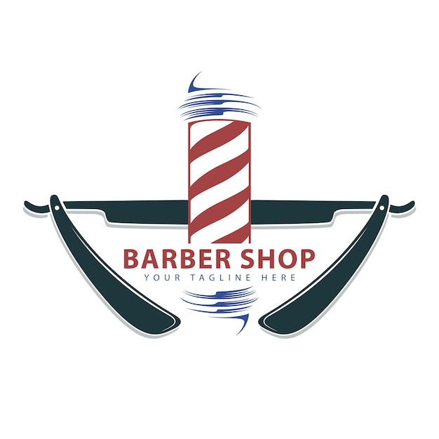 Barbershop 빈티지 로고 면도 및 폴 사인