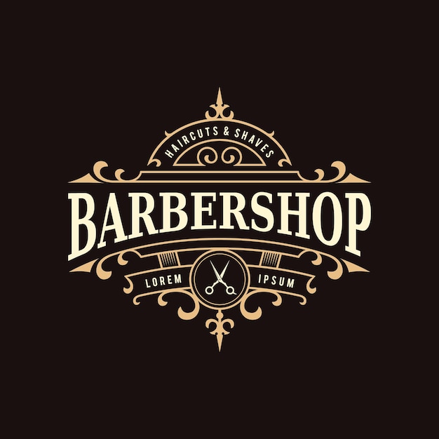 Vettore logo ornamentale vintage da barbiere