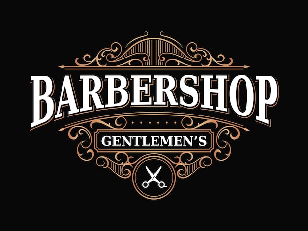 Vector barbershop vintage royal luxury victorian ornamental logo