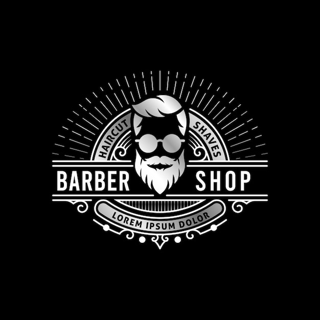 Barbershop vintage silver logo template