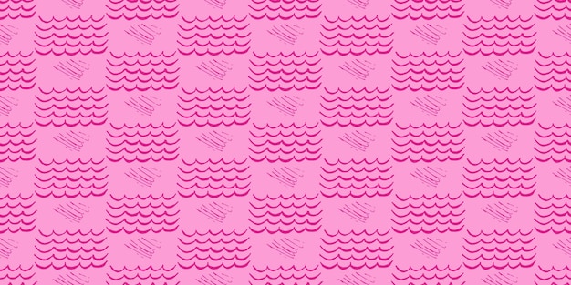 Barbie background Pink shape seamless pattern Trendy Barbiecore Style Strokes waves randomly Template for textile and wallpaper Vector illustration