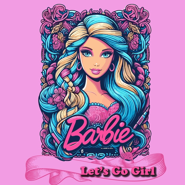 Barbie let's go girl barbie eps vector design per t-shirt cappuccino clip art adesivo o multi-scopi