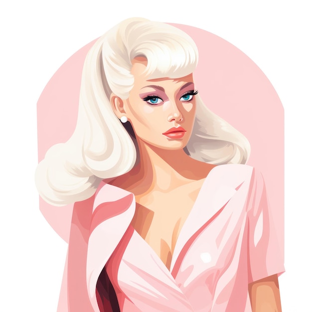 Vector barbie like woman pink