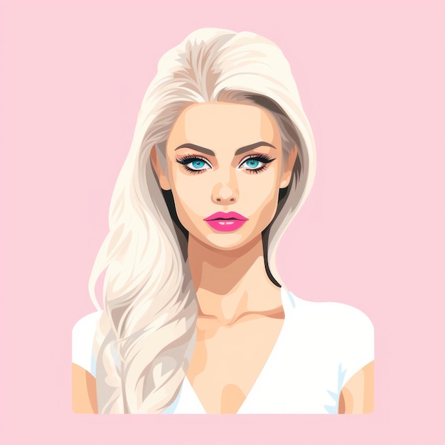 Vector barbie like woman pink