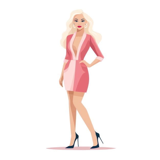 Vector barbie like woman pink