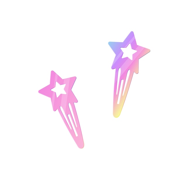 barbie style hairpins with star 2000s y2k Nostalgia vector illustration