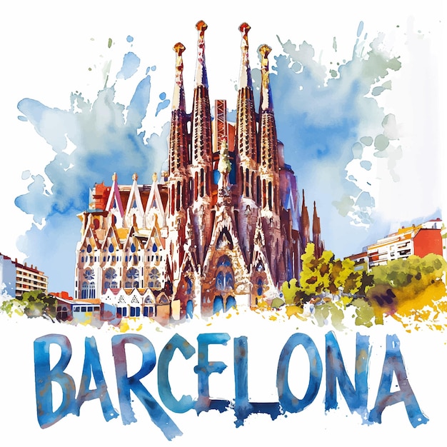 Vector barcelona aquarelverfverf illustratie