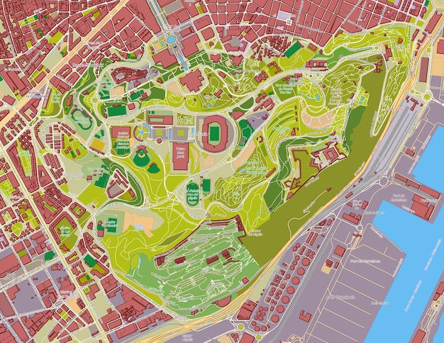 Vettore mappa del giardino botanico di barcellona