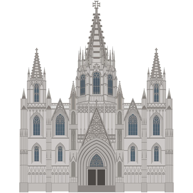 Vector barcelona cathedral on white