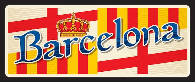 Vector barcelona travel sticker and plate spain sign