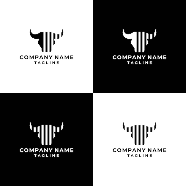 barcode bull logo collection editable vector