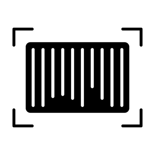 Barcode Glyph Solid Black Illustration