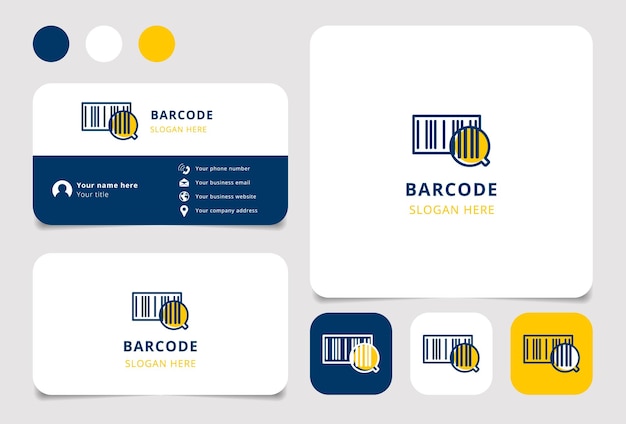 Barcode logo design with editable slogan Business card and branding book template