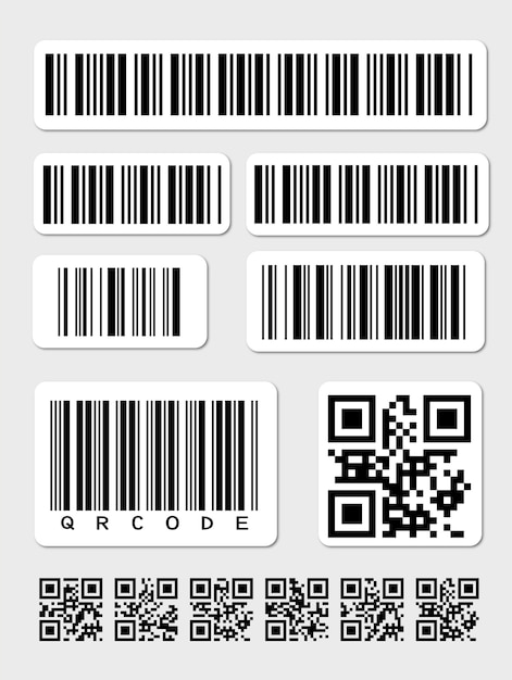 Barcode and qr code collection free vector.