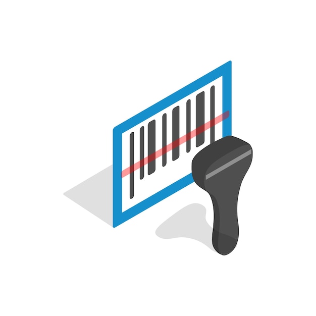 Barcode scanner icon in isometric 3d style isolated on white background Equipment symbol