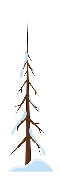 Vector bare ceder tree with snow flat icon winter weather landscape