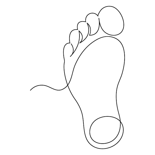 Vector bare foot continuous single line art drawing of concept doodle style outline vector illustration