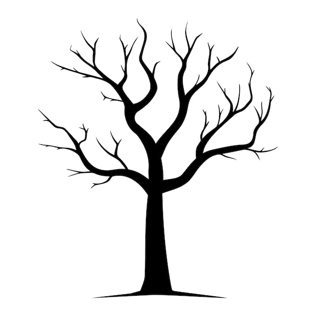 Bare tree silhouette without leaves Vector illustration