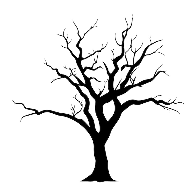 Vector bare tree silhouette without leaves vector illustration