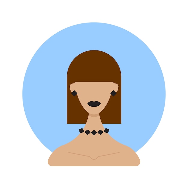 Bareshouldered woman with brown hair and black jewelry Silhouette on a blue background