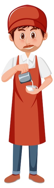 Vector a barista cartoon character on white background