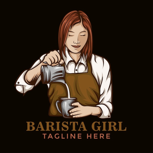 Logo di ragazza barista caffè