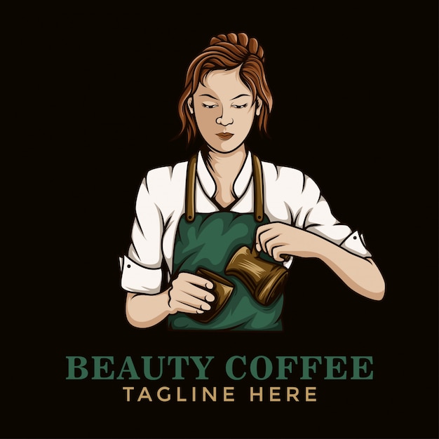 Barista coffee girl logo