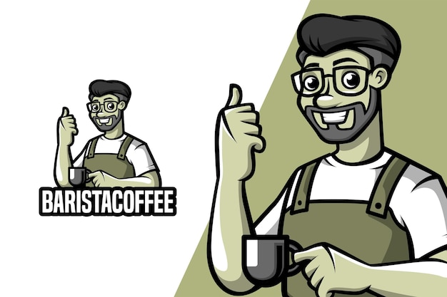 Barista Coffee - Mascot Logo Template