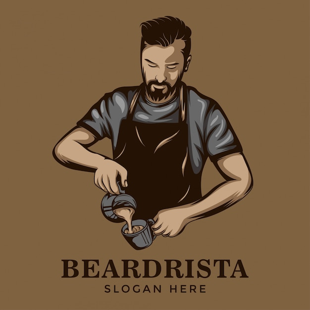 Modello di logo del miscelatore di caffè barista