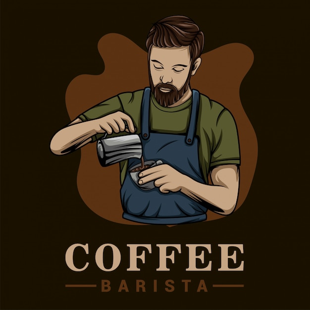 Шаблон логотипа для кофейного миксера Barista