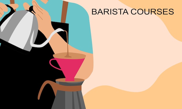 バリスタコースバリスタがコーヒーを手動で淹れるドリップコーヒーを作る