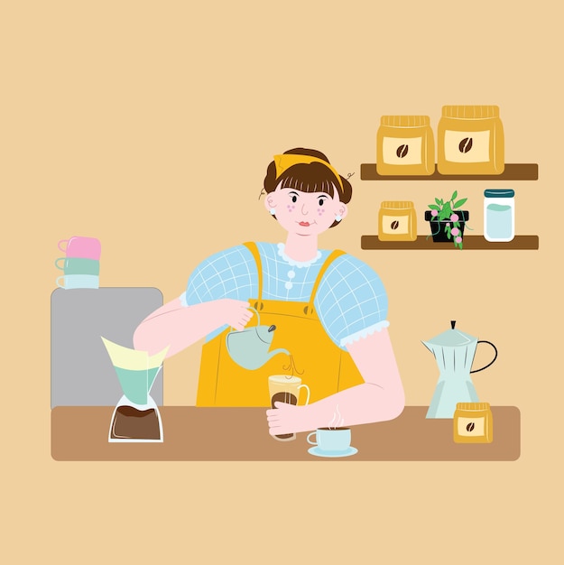 Vector barista illustration